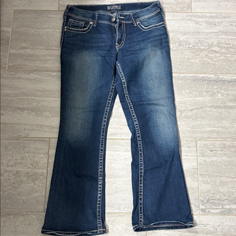 Silver Jeans Dark Blue Flared Wide-Leg Denim